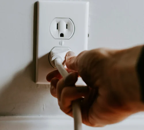 plugging in power to wall outlet plugging in power to wall outlet